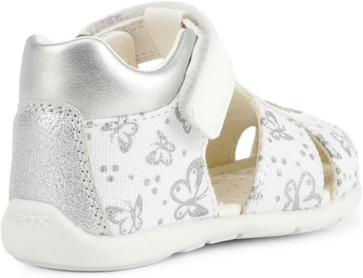 Geox Baby-Mädchen B Elthan Girl C Sandal 19 EU White Silver, 19 EU White Silver