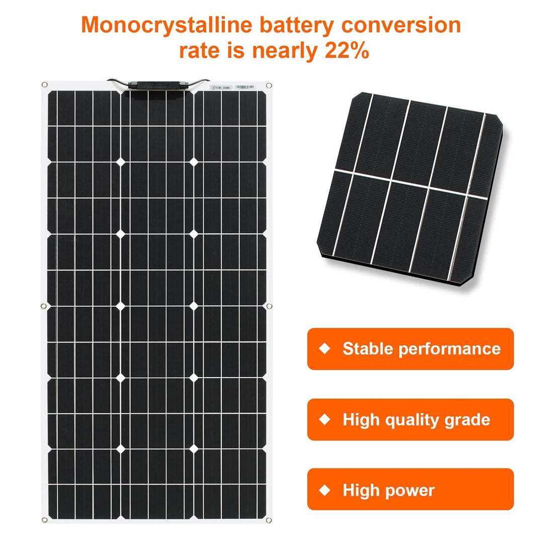 200W Flexibles Solarmodul Kit Set Solarpanel 2pcs 100W 18V Monokristalline Photovoltaikmodul 20A Con