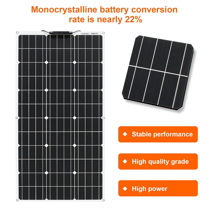 200W Flexibles Solarmodul Kit Set Solarpanel 2pcs 100W 18V Monokristalline Photovoltaikmodul 20A Con