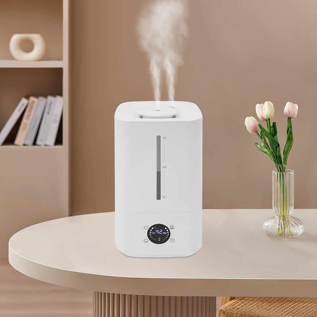 Luftbefeuchter 6L Warm & Kaltnebel, Luftbefeuchter Schlafzimmer mit 45–90%, Air Humidifier mit Touch