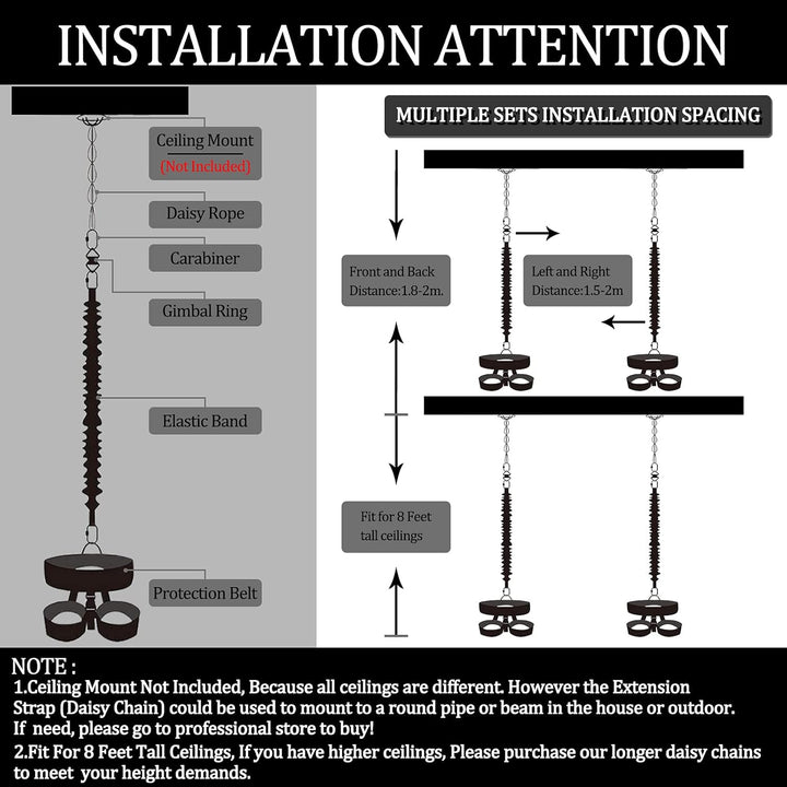 DASKING Heavy Bungee Band Set, Air Yoga Widerstand Bungee Stretch Gürtel, 4D Bungee Tanzseil, Exerci