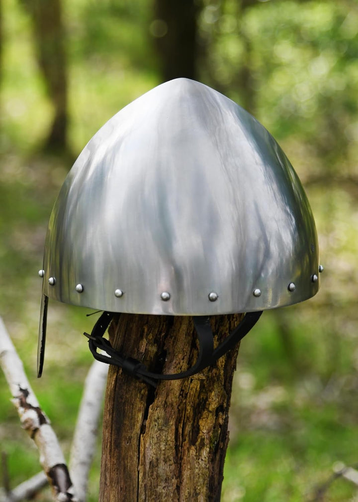 Ulfberth Konischer Nasalhelm | Tschechicher Olmütz Helm | Normannen Helm aus 2 mm Stahl mit verstärk