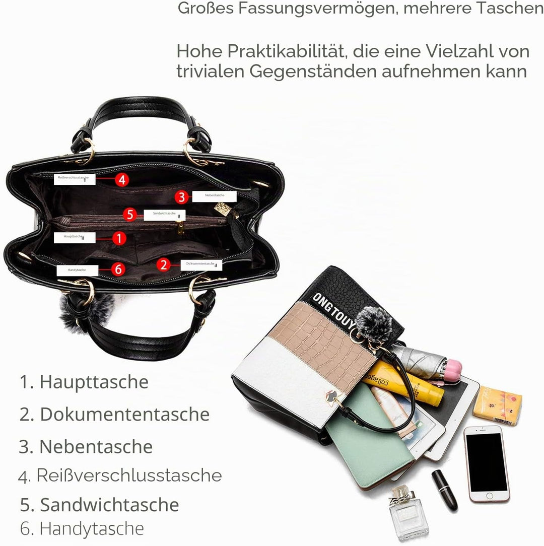 NICOLE &amp; DORIS Damen Handtasche Umhängetasche Henkeltasche Kuriertasche Elegant Damen Handtaschen mi