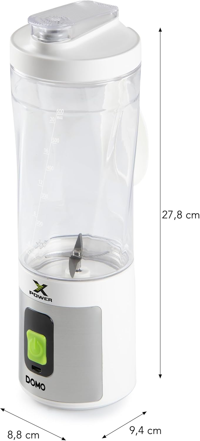 DOMO DO752BL Portable Blender - Powerful Mini Stand Mixer mit Tritan-Flasche - 120W - USB-C Aufladba