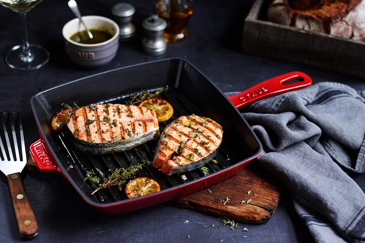 STAUB Amerikanische Grillpfanne 30 cm, Gusseisen, Für alle Herdarten, Kirschrot Kirschrot 30 cm, Kir