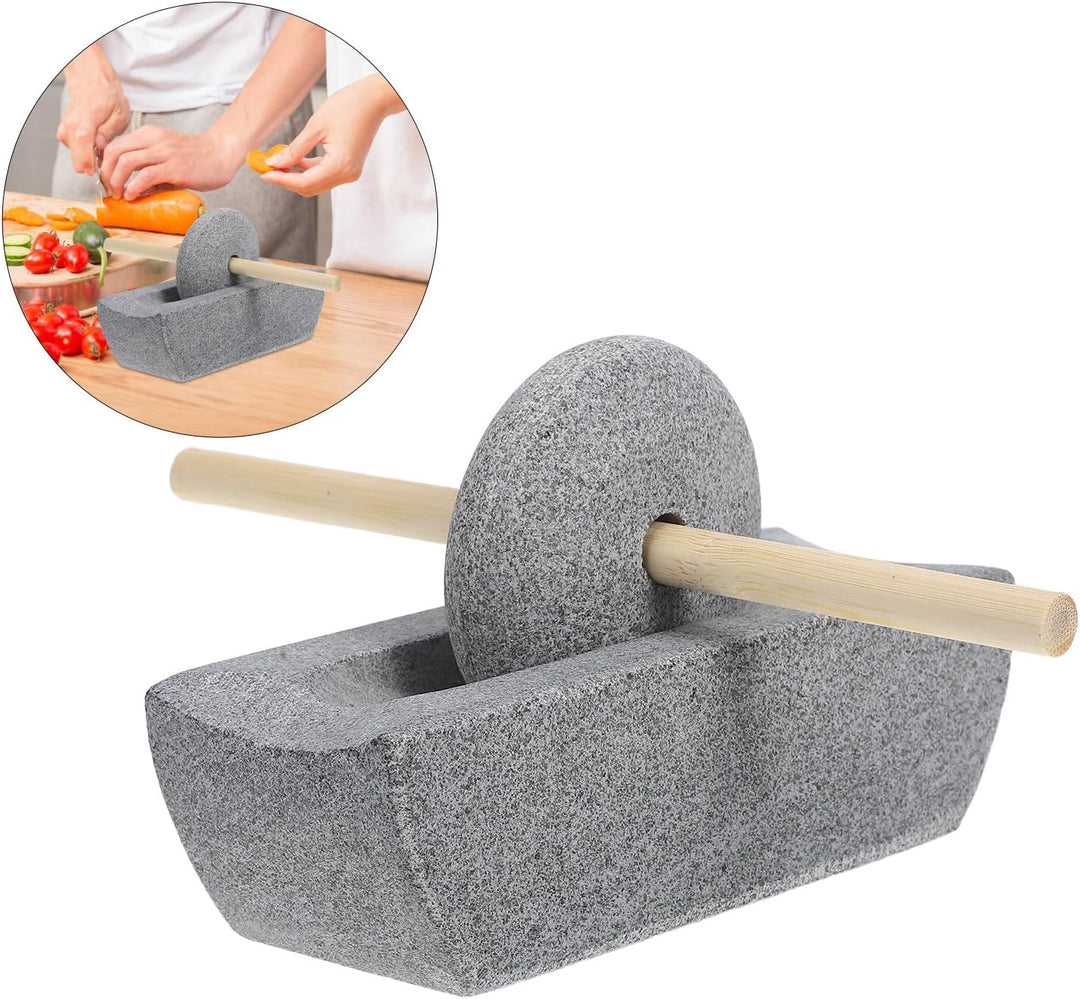 Supvox Traditionelle Handkurbel Steinmühle 12cm Manuelle Kaffeemühle und Gewürzmühle aus Stein mit W