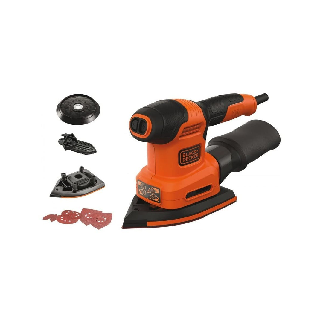 Black+Decker BEW200-QS 4-in-1 Multischleifer (Schwingschleifer-, Dreiecksschleifer-, Exzenterschleif