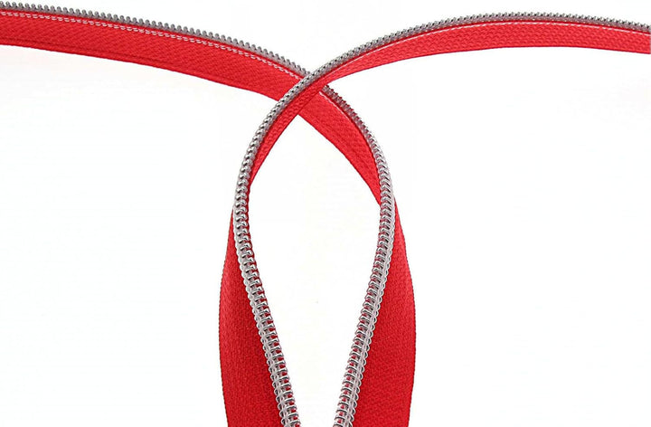 Leekayer 5# silberfarbenes Metall-Zahn-Nylon-Spule-Reissverschluss pro Meter Lose 9 Meter rote Reiss