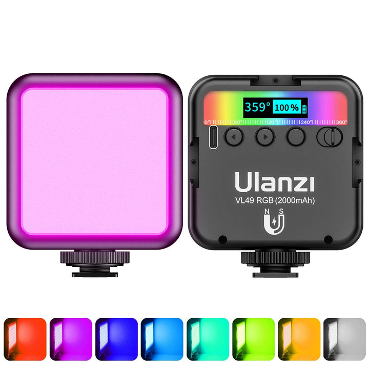 Video Licht RGB, ULANZI VL49 LED Videoleuchte mit 2000 mAh Akku, Kamera Licht Klein Dimmbare 2500K-9