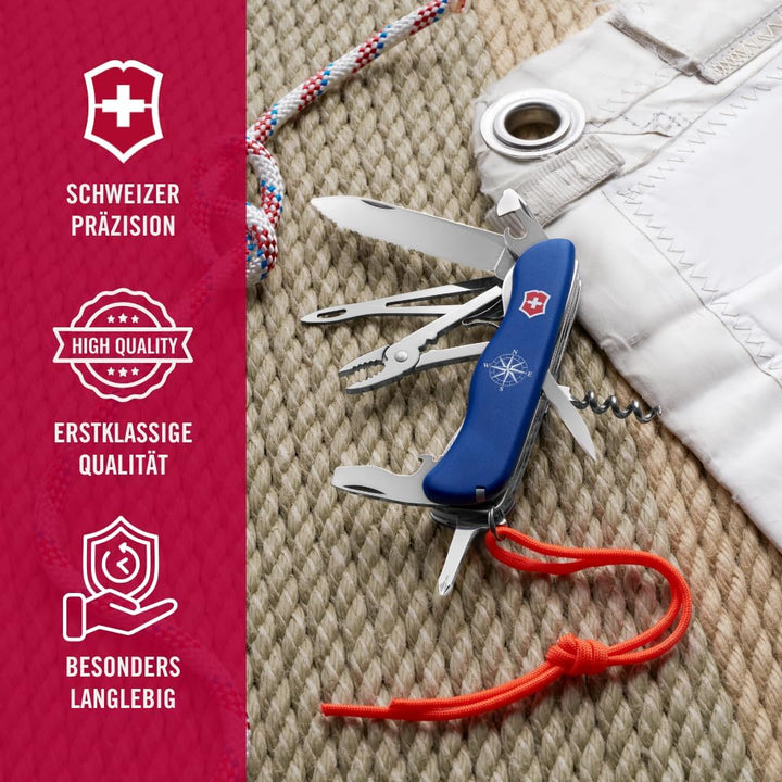 VICTORINOX Taschenmesser Skipper, 5 Funktionen, Swiss Made, Multitool inkl. Grosse Klinge mit Wellen