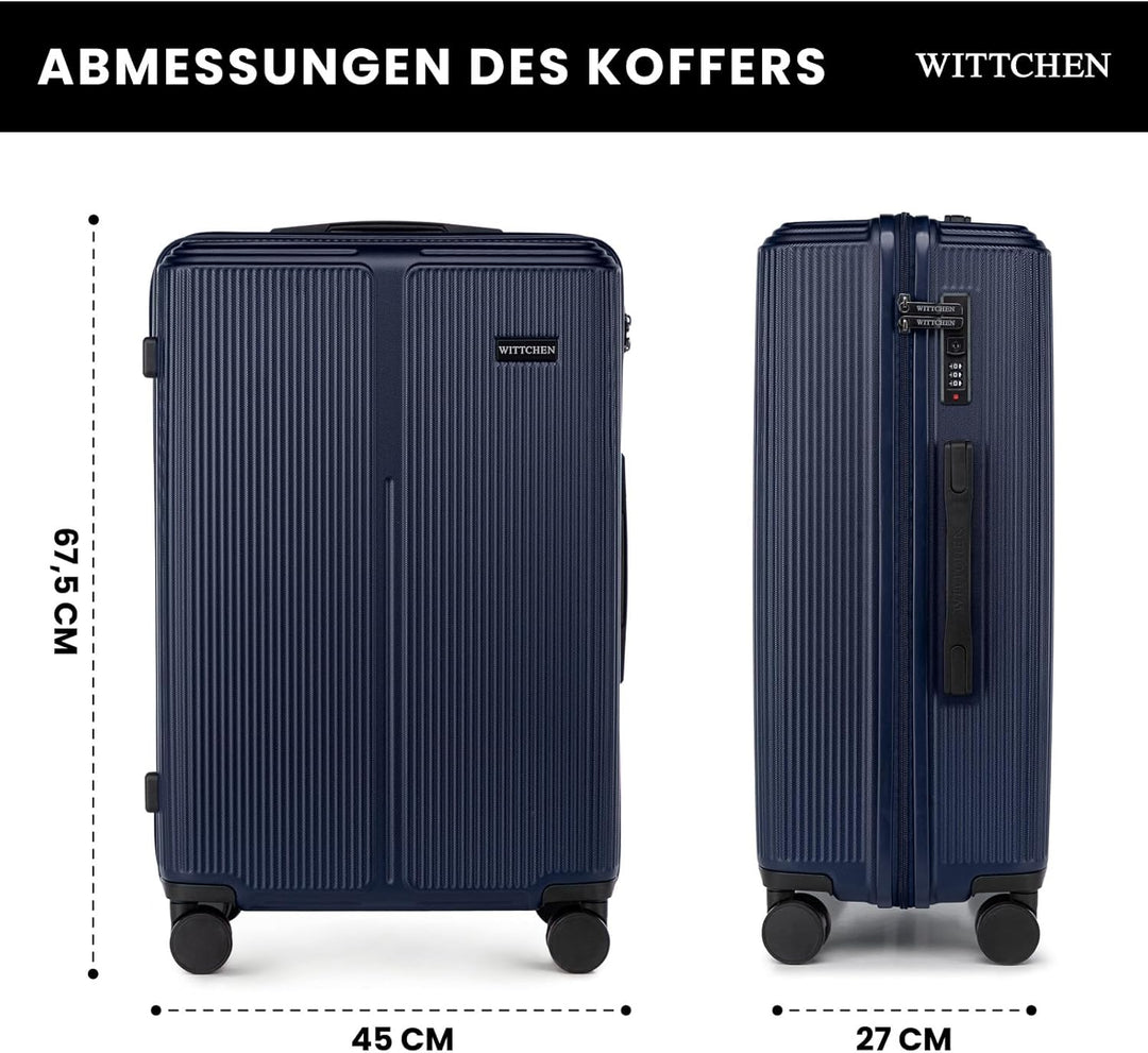WITTCHEN Stripes Line Kofferset 3-teilig | ABS-Hartschalenkoffer, 4 Rollen 360° | Koffer Set Handgep