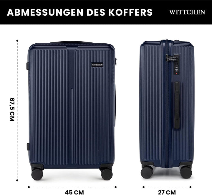 WITTCHEN Stripes Line Kofferset 3-teilig | ABS-Hartschalenkoffer, 4 Rollen 360° | Koffer Set Handgep