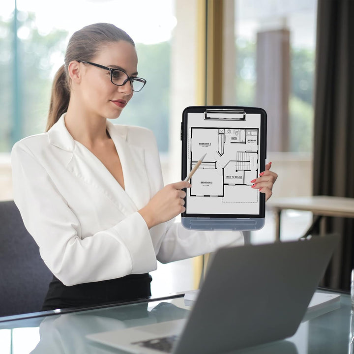 ZCZN Klemmbrett a4 mit Deckel, 2 Stück Schreibbrett mit Aufbewahrung, Kunststoff-Schreibbrett für Sc