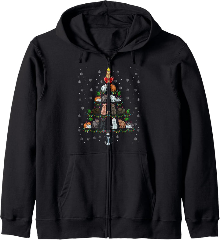 Katzen Weihnachtsbaum Tier Kätzchen Miau Mietze Schnurren Kapuzenjacke