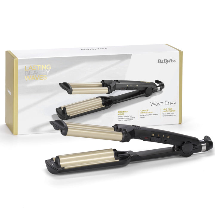 BaByliss Easy Waves Welleneisen, Gold-schwarz, C260E | 1er Pack Beach Waves, Beach Waves