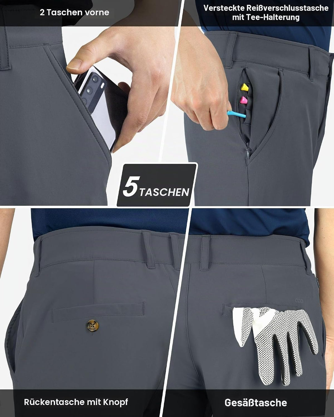 33,000ft Herren Golfhosen Atmungsaktive Stretch Hose für Männer Schnelltrockende Stretch Lange Golfh