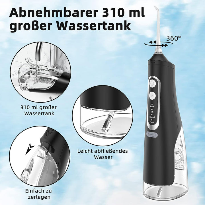 Leistungsstarke Munddusche Elektrischer Zahnreiniger 4 Modi &amp; 4 Düsen Kabellose Munddusche IPX7 Wass
