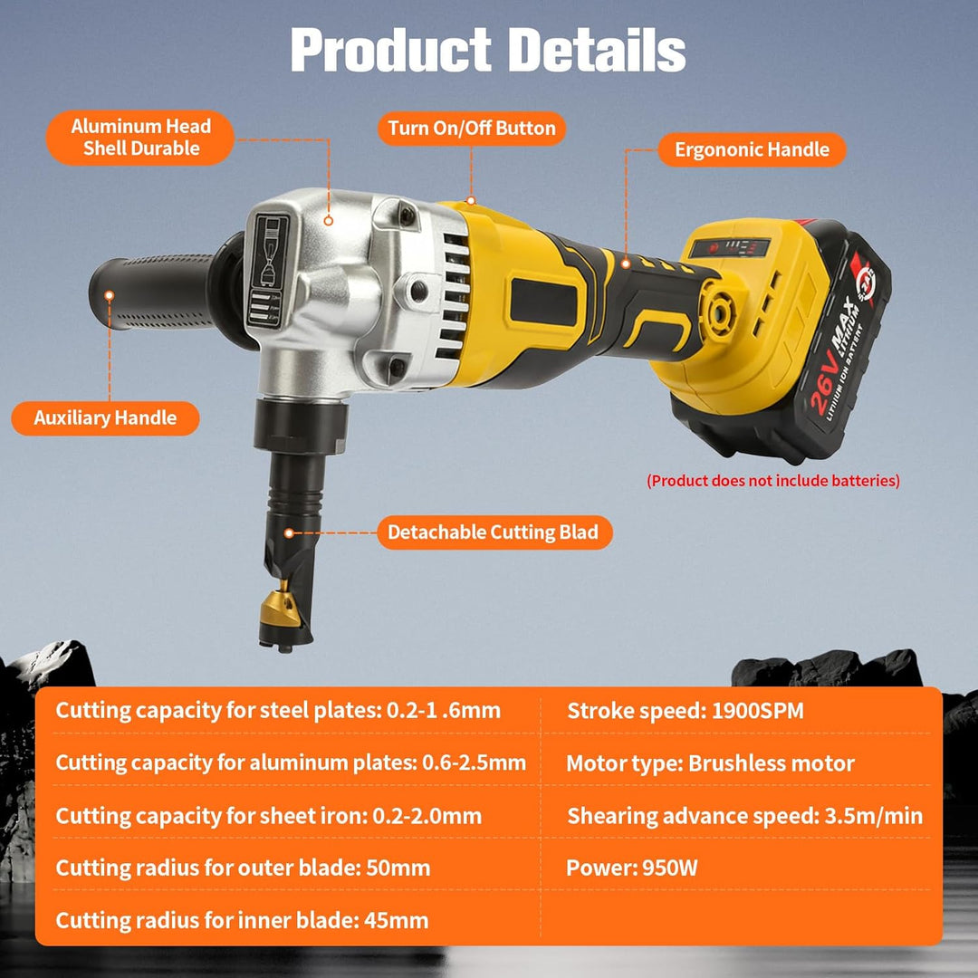 Blechknabber Kompatibel mit DeWalt 20V – Kabellose Blechnibbler mit 360° Drehbarem Knabberkopf und E