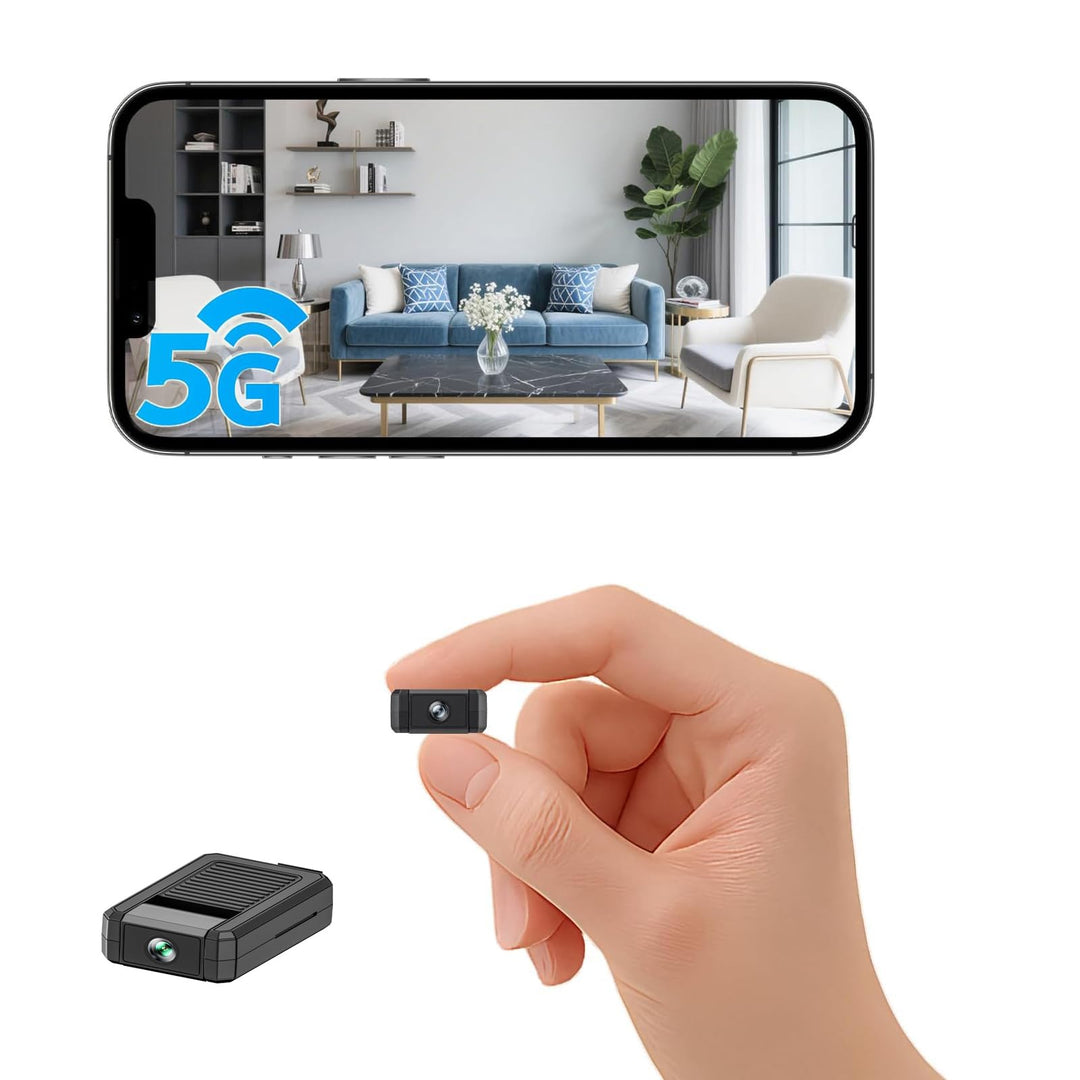 4K Mini Kamera Innen Akku, 2.4/5 Ghz WLAN Innenkamera | 180° drehbarem Objektiv automatische, Bewegu