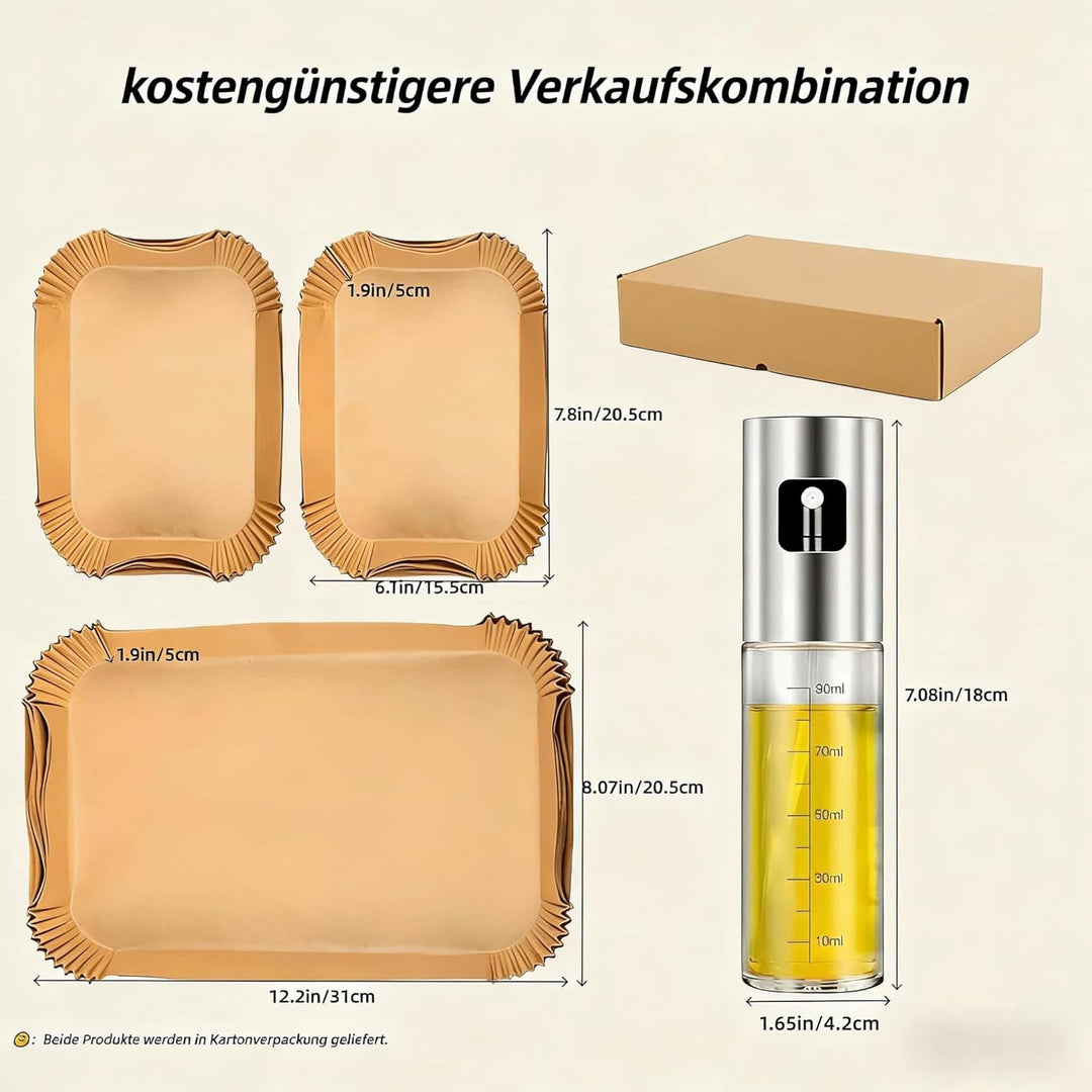 MAUAG airfryer backpapier225pcs backpapier für heissluftfritteuse+ölsprüher Set.Zubehör für Ninja Fo