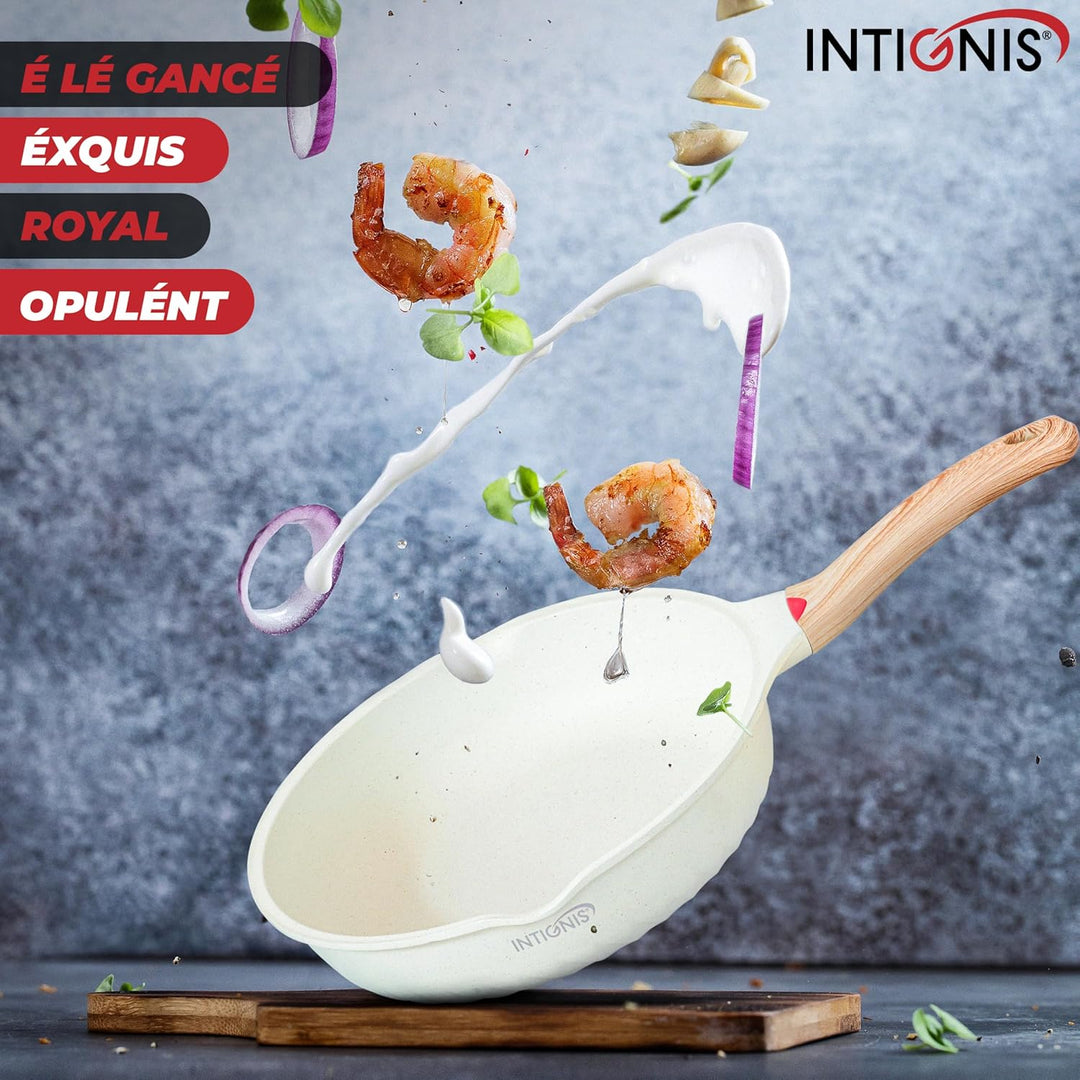 INTIGNIS Premium-Bratpfanne mit Deckel, Kratzfest, 28 cm, Extra Tief, Kompatibel mit allen Herdarten
