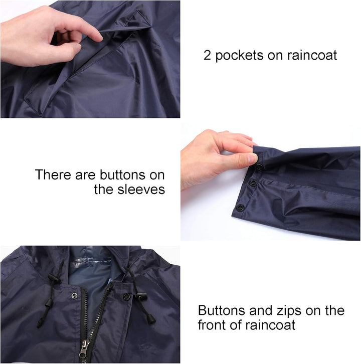 ioutdoor Regenmantel 100% Wasserdicht, der Extra Lange Regenschutz mit Taschen/Reflexstreifen/Kordel