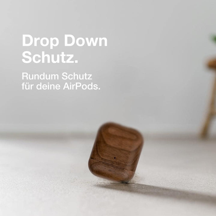 Woodcessories - Nachhaltiges Case kompatibel mit Airpods Hülle Holz, 1. &amp; 2. Generation, Walnuss Hol