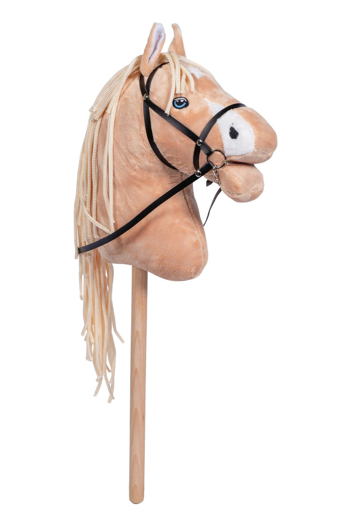 HKM Hobby Horse Sunny – Steckenpferd Hellbraun, abnehmbare Trense &amp; Lange Mähne, 40 cm Holzstiel – f