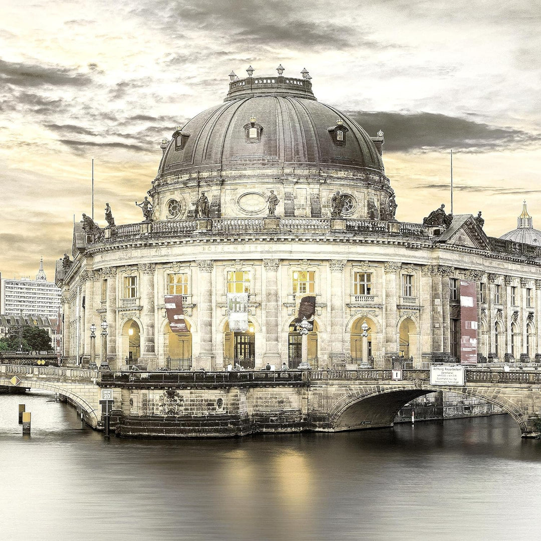 Runa Art Wandbilder Berlin 5 Teilig Bild auf Vlies Leinwand Deko Wohnzimmer Büro Fernsehturm Beige S