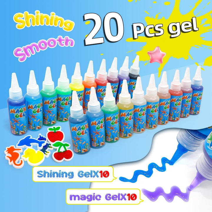 Flavery Magic Water Elf, 3D Aqua Gelz Set mit 20 Farben & 24 Formen, Wasserperlen Spielzeug, Bastels