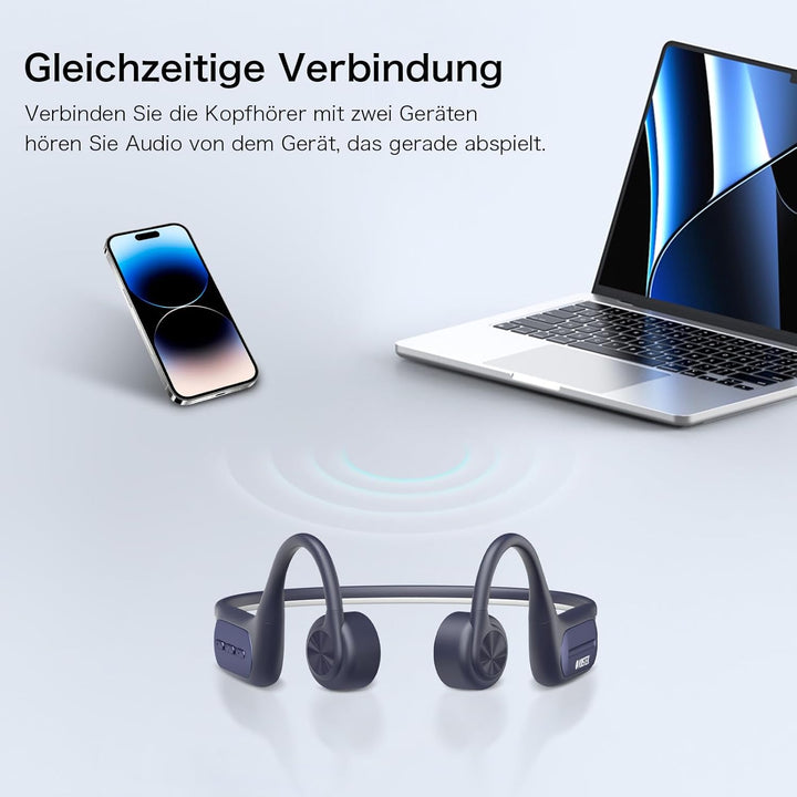 Voistek Knochenschall-Kopfhörer mit Vibration, Bluetooth 5.3 IP68 Wasserdicht, 32GB MP3-Player, Open