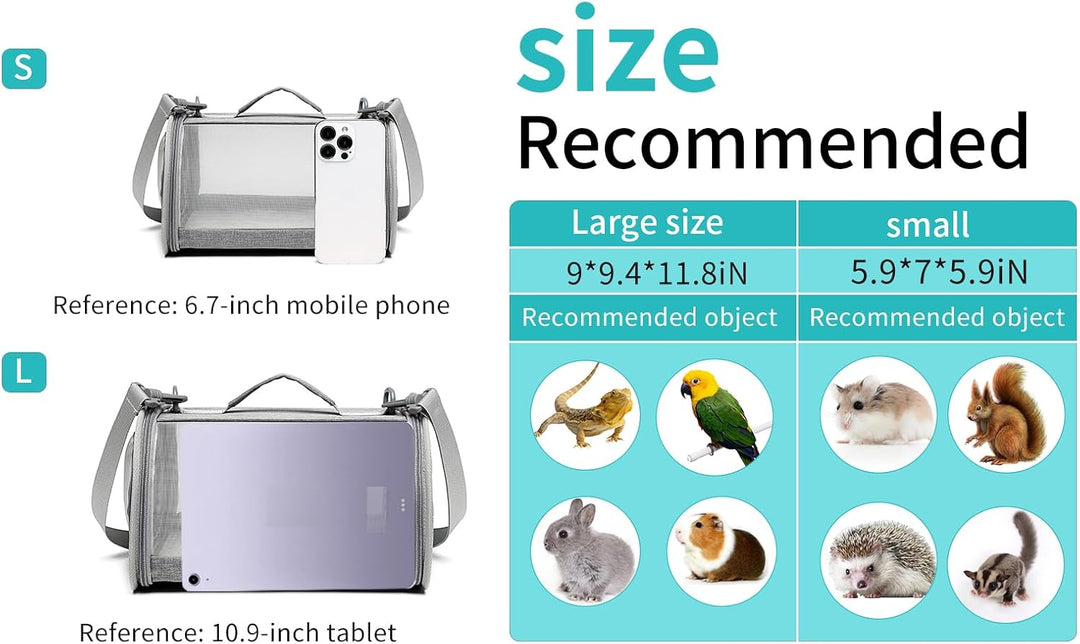 Ioview Tragetasche für Meerschweinchen, für kleine Tiere, Eidechse, Vogel, Kaninchen, Käfig, Eichhör
