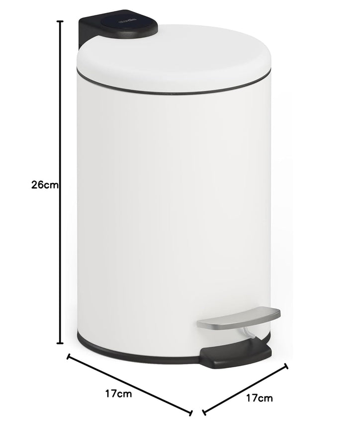 3 Liter Treteimer Edelstahl weiss matt mit Absenkautomatik Klappdeckel leise schliessend Softclose m