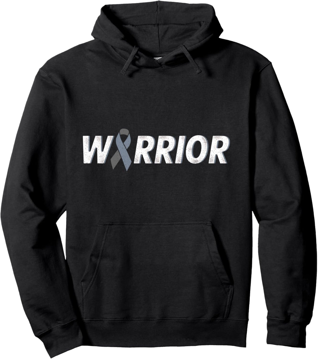 Warrior gray ribbon brain cancer awareness Pullover Hoodie