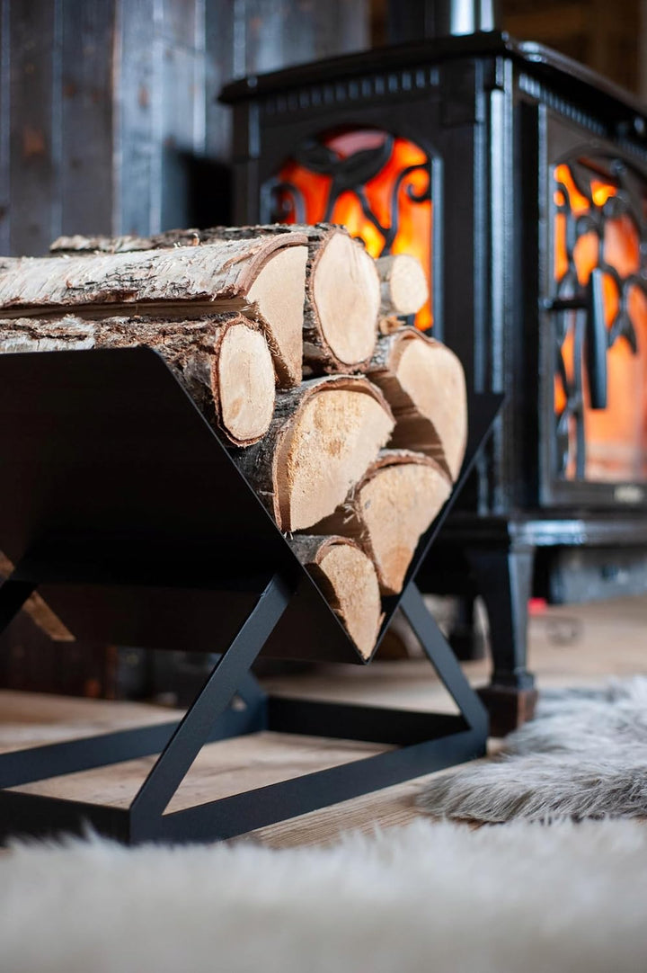 Kapaga - Holzkörbe, Kaminholzregal innen Metall, Holzlager innen, Feuerholzregal, Brennholzregal inn