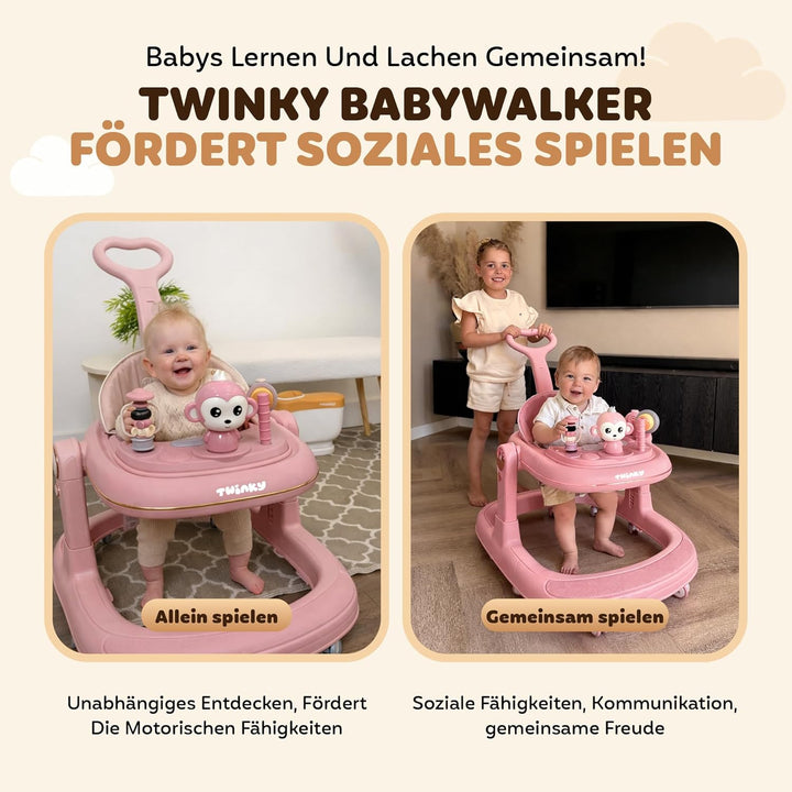 Twinky® Lauflernwagen mit Spielset & Bodenmatte - Robuste 4-fach verstellbare Vorschul-Lauflernhilfe