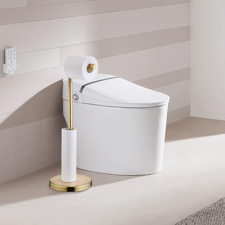 Goldener Toilettenpapierhalter Ständer mit Reserve,Beelee Freistehender Toilettenpapierhalter Toilet