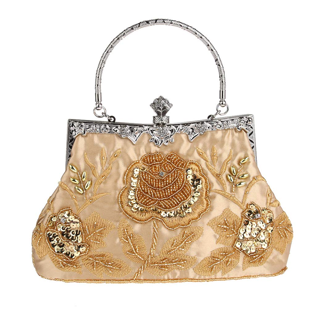 Ro Rox Marie Vintage 1920er Flapper Gatsby Peaky Blinders Party Abendhandtasche Gold, Gold