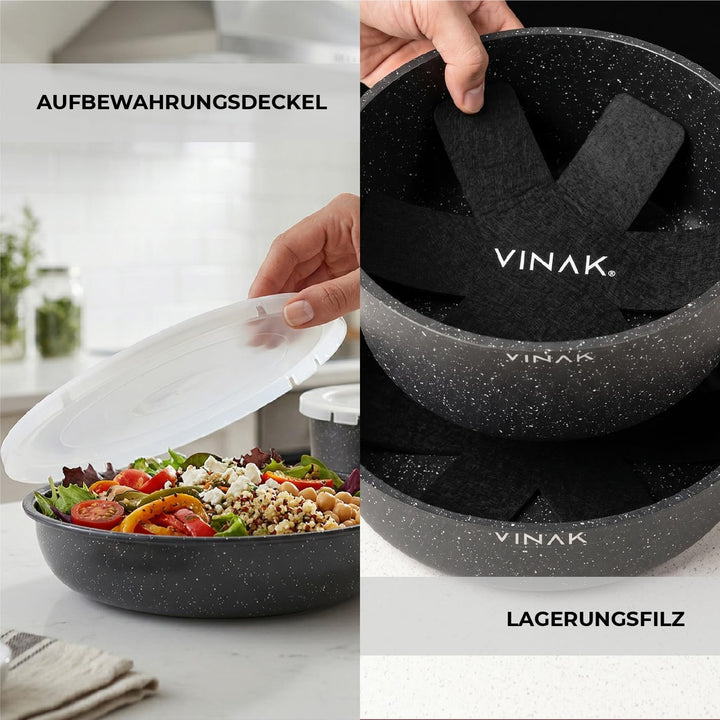 VINAK – Bratpfannen-Set mit abnehmbarem Griff | Antihaftbeschichtung | 11 STÜCK - 26 + 20 cm Bratpfa