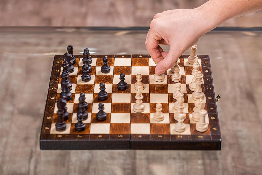 Square - Schach Schachspiel - MAGNETISCHE LUX- 28 x 28 cm - Schachfiguren & Schachbrett aus Holz