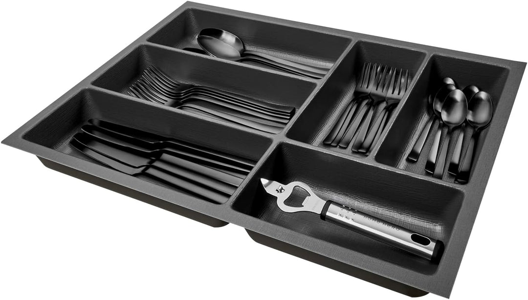 SO-BOX 2 Besteckkasten Breite 35,9 cm, Tiefe 46,2 cm mit anthraziter Kanvas-Struktur für Schubladen