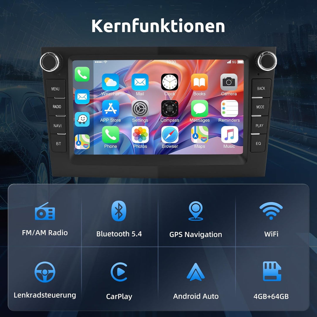 ESSGOO True 4+64G Wireless Autoradio mit Android Auto und CarPlay Für Vauxhall Opel Corsa C D Zafira