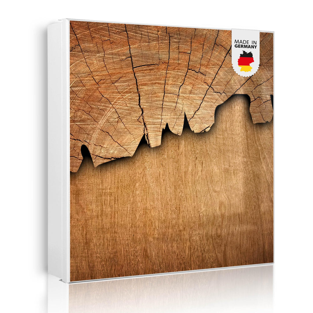 banjado® Grosser Schlüsselkasten Glas/Schlüsselbox 30cm x 30cm mit 50 Haken - Motiv Holz/Schlüsselka