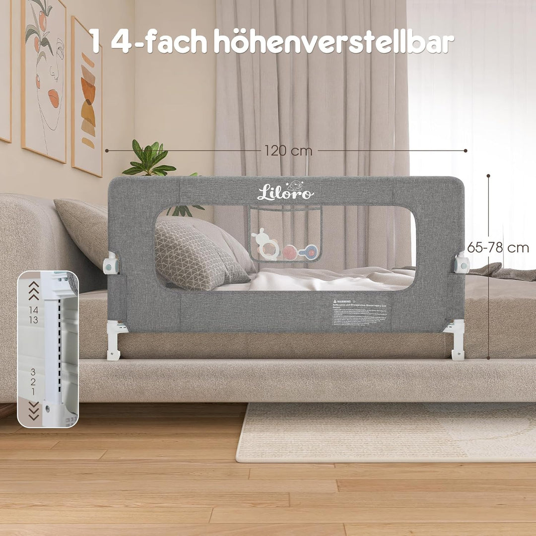 Kinder Rausfallschutz 120cm, Zusammenklappbar, Stabiler Grossrahmen, Anti-Kollisions-Design, einfach