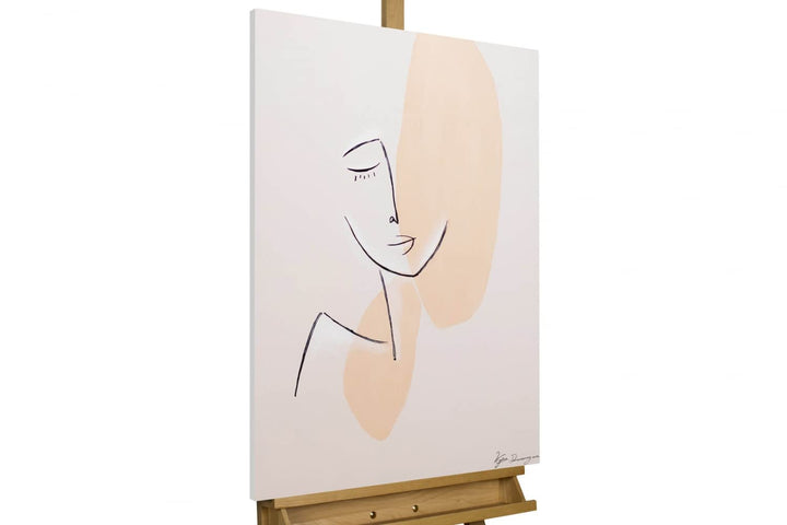 KunstLoft Leinwandbild | 100% HANDGEMALT | 60x90cm | Gemälde 'Strong Subconscious' | Gesicht | Rosa