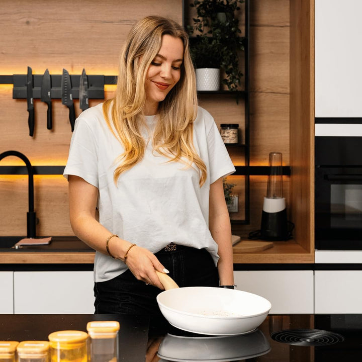 Cook & Pan - Go Ivory Topfset und Pfannenset 9-teilig-Induktionsgeeignet-PFAS frei Keramik-Beschicht