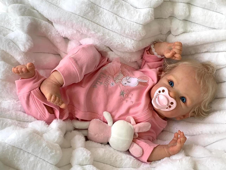 Zero pam Lebensecht Reborn Baby Mädchen Vollsilikon Puppe, 45 cm Reborn Babypuppe Wie Echtes Baby, V