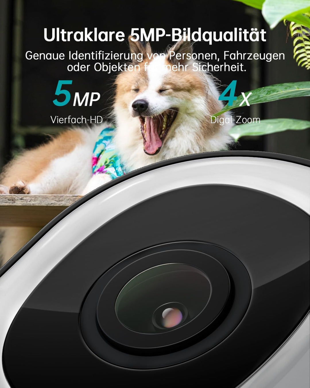ZUMIMALL 2.5K Überwachungskamera Aussen mit Auto-Tracking, 24/7 Aufnahme | 355°/90° PTZ, Kabelgebund