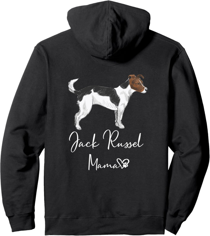Jack Russel Mama Hundemama Hund Frauchen Haustier Rückendr. Pullover Hoodie