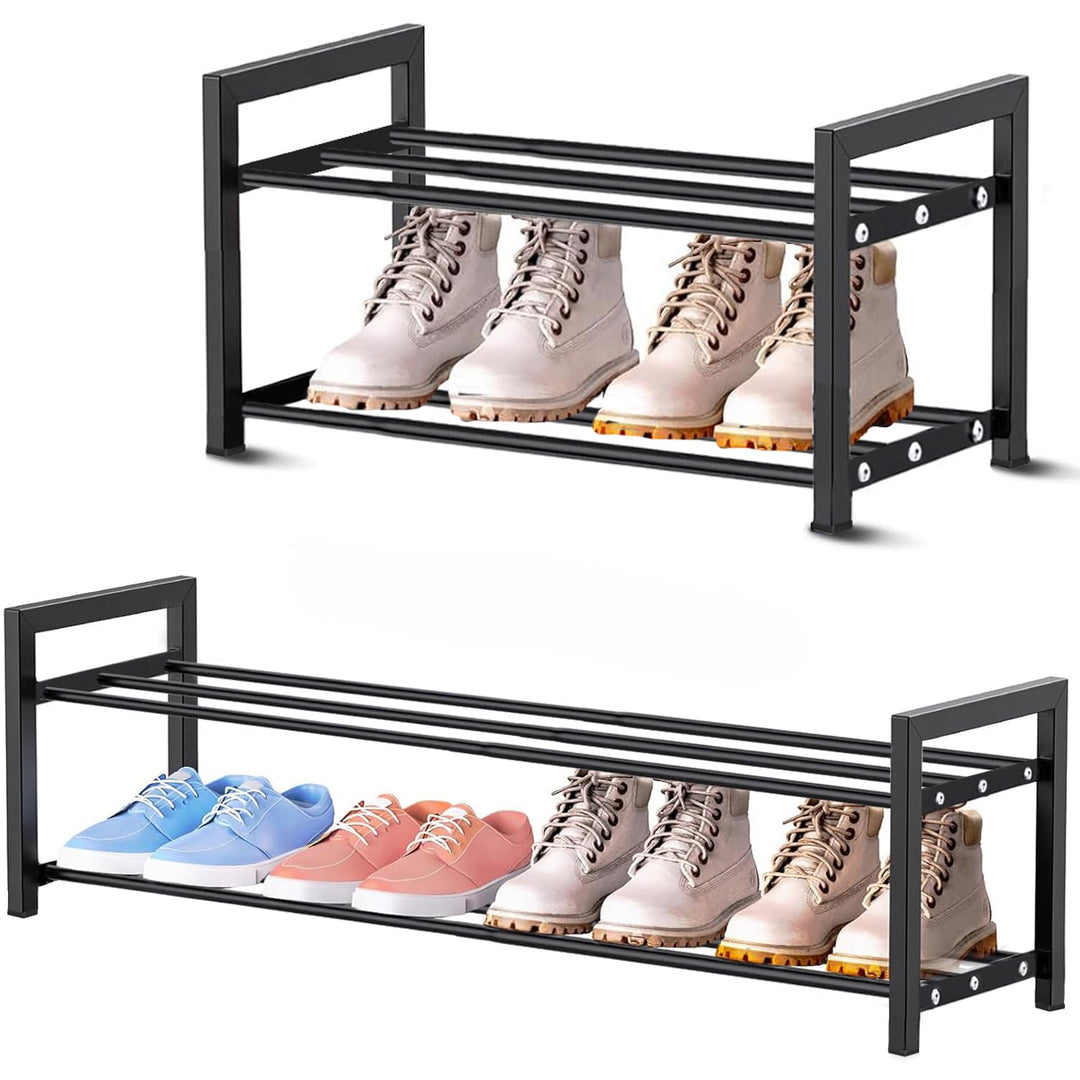 Expandable Schuhregal Schmal 2 Ebenen Adjustable Ausziehbar Klein Metall Schuhaufbewahrung 45 to 80c